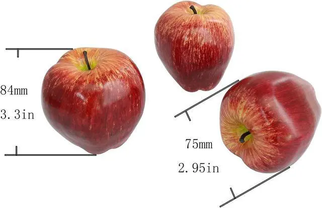 Alt view image 4 of 4 - Artificial Red Apple 4PCS High Simulation Plastic Fake Red Apples Realistic Lifelike Artificial Fruits Model for Home Kitchen Party Wedding Decoration