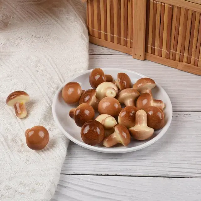 Alt view image 3 of 6 - Mini Artificial Mushroom 30PCS, Fake Foam Mushrooms Lifelike Vegetable Simulated Fruit Model for Home Kitchen Decoration Food Props Display