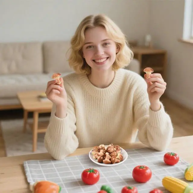 Alt view image 6 of 6 - Mini Artificial Mushroom 30PCS, Fake Foam Mushrooms Lifelike Vegetable Simulated Fruit Model for Home Kitchen Decoration Food Props Display