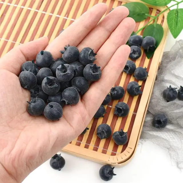Alt view image 2 of 7 - Artificial Blueberry, 50Pcs Fake Blueberry Lifelike Blueberries Simulation Blue Berries Fake Fruit for DIY Craft Home Kitchen Cabinet Food Photography Props