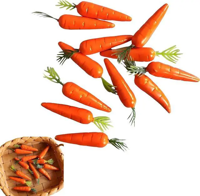Main image of 10Pcs Mini Creative Imitation Model Decorations for Cupboard Decor Realistic Fruit and Vegetables Shaped Adornments for Home Party and Holiday Arrangements (Carrot)