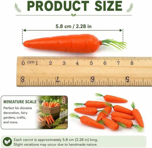 Alt view image 5 of 7 - 10Pcs Mini Creative Imitation Model Decorations for Cupboard Decor Realistic Fruit and Vegetables Shaped Adornments for Home Party and Holiday Arrangements (Carrot)