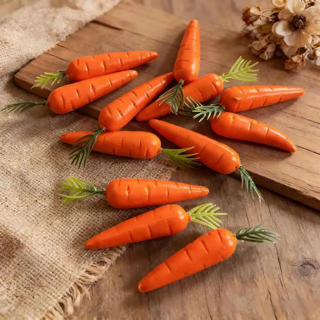 Alt view image 7 of 7 - 10Pcs Mini Creative Imitation Model Decorations for Cupboard Decor Realistic Fruit and Vegetables Shaped Adornments for Home Party and Holiday Arrangements (Carrot)