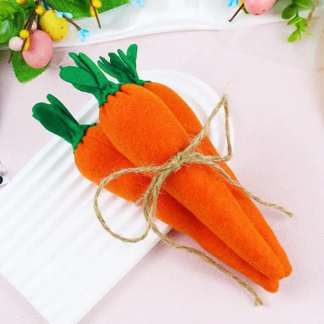 Main image of 3pcs Easter Carrots Decorations Artificial Vegetables Rustic Fabric Carrot Toy for Bunny Decor Non-Woven Spring Easter Baskets Vase Filler Tiered Tray DIY Decor Farmhouse Party Supply