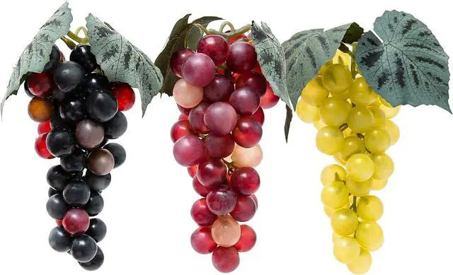 Main image of 3 Bunches Realistic Fake Grapes Lifelike Artificial Grapes for Decoration