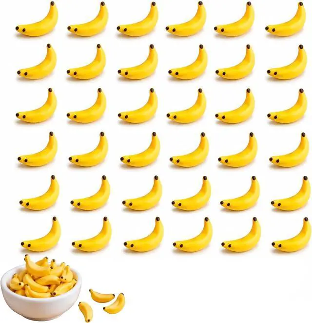 Main image of 30Pcs Yellow Mini Plastic Artificial Bananas 1/12 Scale Dollhouse Accessories, Realistic Miniature Fruit Models for Fairy Garden Kitchen Decor and DIY Crafts