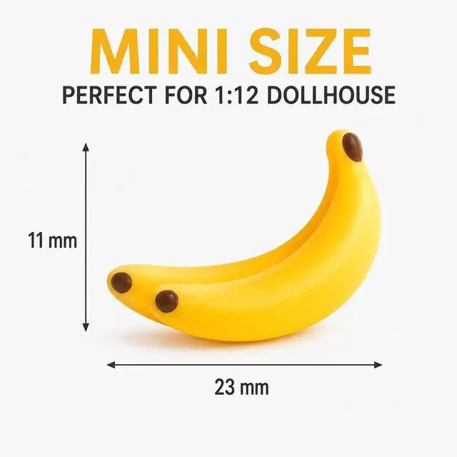 Alt view image 3 of 7 - 30Pcs Yellow Mini Plastic Artificial Bananas 1/12 Scale Dollhouse Accessories, Realistic Miniature Fruit Models for Fairy Garden Kitchen Decor and DIY Crafts