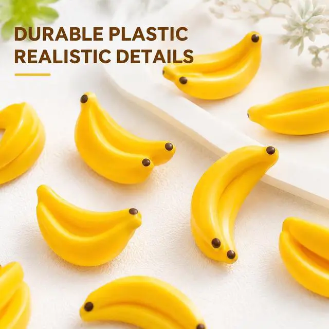 Alt view image 6 of 7 - 30Pcs Yellow Mini Plastic Artificial Bananas 1/12 Scale Dollhouse Accessories, Realistic Miniature Fruit Models for Fairy Garden Kitchen Decor and DIY Crafts