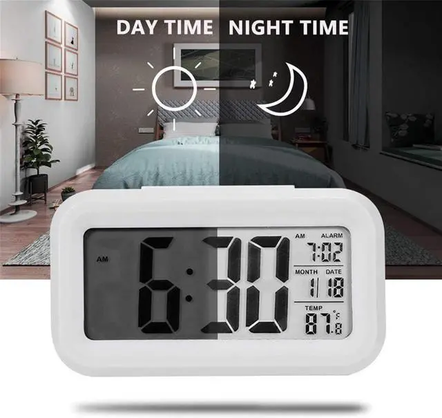 Alt view image 3 of 7 - TXY LED Digital Alarm Clock Backlight Snooze Mute Calendar Desktop Electronic Bcaklight Table Clocks Desktop Clock (White)