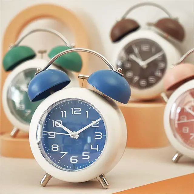 Alt view image 4 of 7 - TXY Alarm Clock, Metal 4 Inch Desk Table Analog Clock Silent with Night Light for Dormitory Home Office Travel Decor Alarm Clock (Pink)