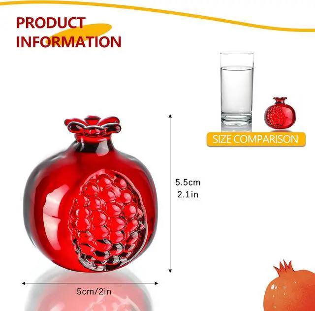 Alt view image 2 of 7 - Crystal Pomegranate Figurine Glass Pomegranate Artificial Fruit Paperweight
