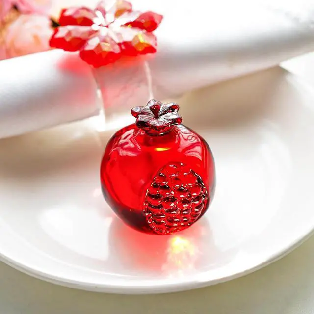 Alt view image 4 of 7 - Crystal Pomegranate Figurine Glass Pomegranate Artificial Fruit Paperweight