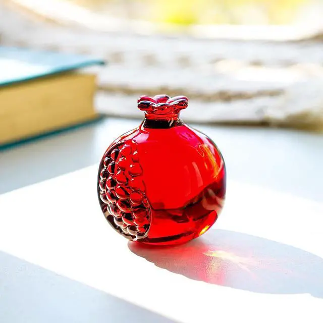 Alt view image 7 of 7 - Crystal Pomegranate Figurine Glass Pomegranate Artificial Fruit Paperweight