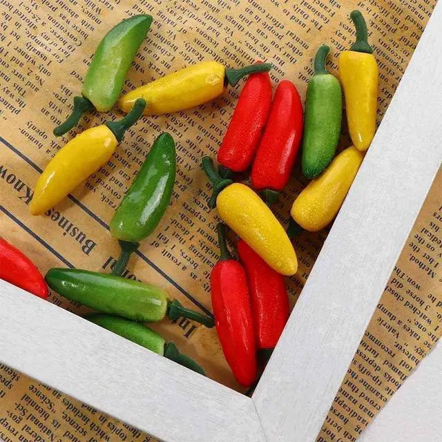 Alt view image 4 of 7 - Fake Pepper, 10Pcs Green Pepper Simulation Lifelike Hot Chili for Home Kitchen Party Pub Decoration Cabinet Ornament