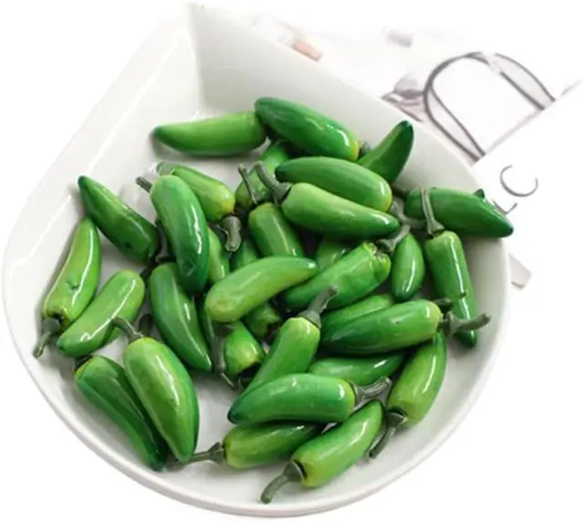 Alt view image 7 of 7 - Fake Pepper, 10Pcs Green Pepper Simulation Lifelike Hot Chili for Home Kitchen Party Pub Decoration Cabinet Ornament