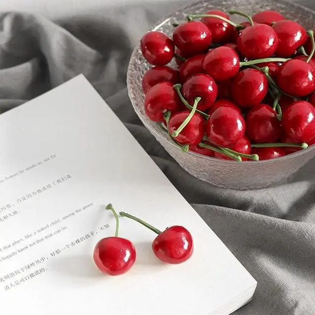Alt view image 3 of 6 - PETCTN 20pcs Red Artificial Cherries, Fake Fruit Decor Simulation Cherry Model Lifelike Fruit Cherry Ornament, Home Kitchen Party Decoration Desk Ornament Photography Prop
