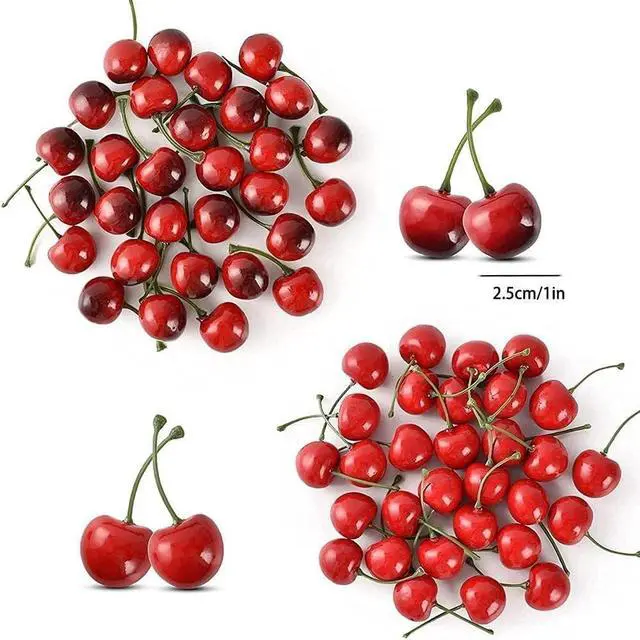 Alt view image 6 of 6 - PETCTN 20pcs Red Artificial Cherries, Fake Fruit Decor Simulation Cherry Model Lifelike Fruit Cherry Ornament, Home Kitchen Party Decoration Desk Ornament Photography Prop