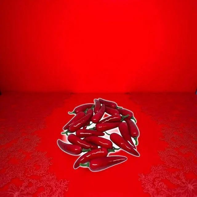 Alt view image 5 of 7 - 20Pcs Artificial Red Chili Peppers, Realistic Plastic Food Props