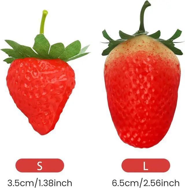 Alt view image 3 of 7 - 20 Pieces Artificial Strawberry Lifelike Fruit Plastic Strawberries Photography Prop Home Kitchen Cabinet Party Ornament, Small
