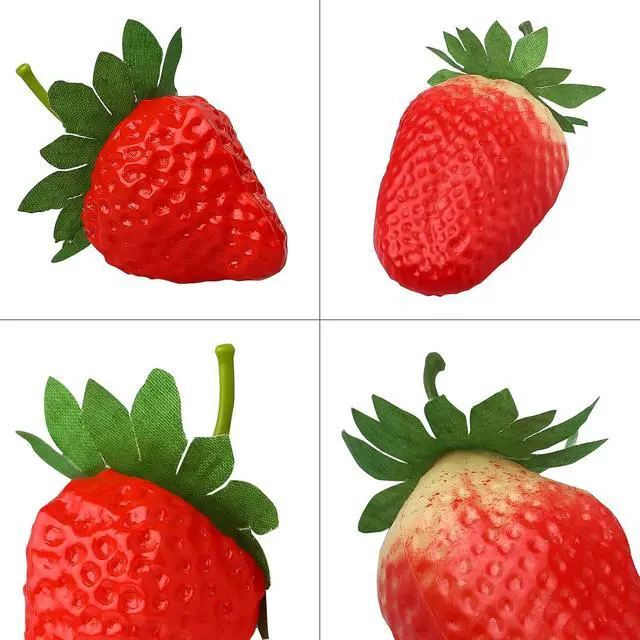 Alt view image 5 of 7 - 20 Pieces Artificial Strawberry Lifelike Fruit Plastic Strawberries Photography Prop Home Kitchen Cabinet Party Ornament, Small