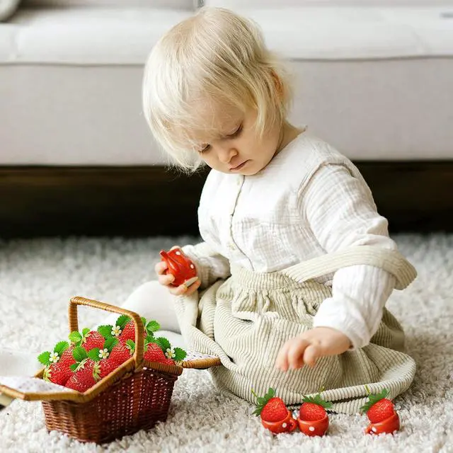 Alt view image 6 of 7 - 20 Pieces Artificial Strawberry Lifelike Fruit Plastic Strawberries Photography Prop Home Kitchen Cabinet Party Ornament, Small