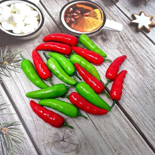 Alt view image 4 of 7 - Honbay 50PCS Foam Mini Pepper Chili Artificial Hot Chili Lifelike Fake Vegetable for Home Kitchen Party Decoration