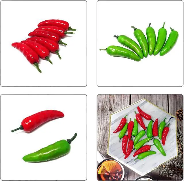 Alt view image 5 of 7 - Honbay 50PCS Foam Mini Pepper Chili Artificial Hot Chili Lifelike Fake Vegetable for Home Kitchen Party Decoration
