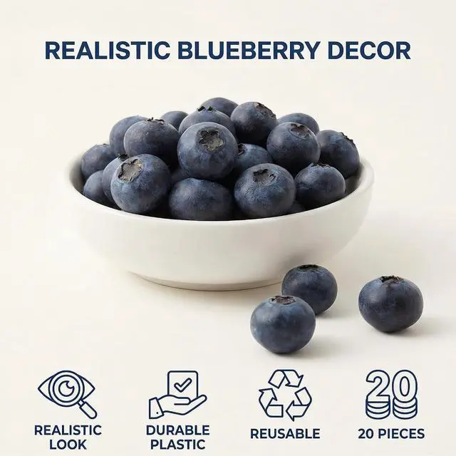 Alt view image 3 of 7 - 20 Pcs Artificial Blueberries Plastic Fake Blue Berry Plants Realistic Artificial Blueberry Plants for Home Wedding Office Party Kitchen Cabinet Artificial Fruit Flowers