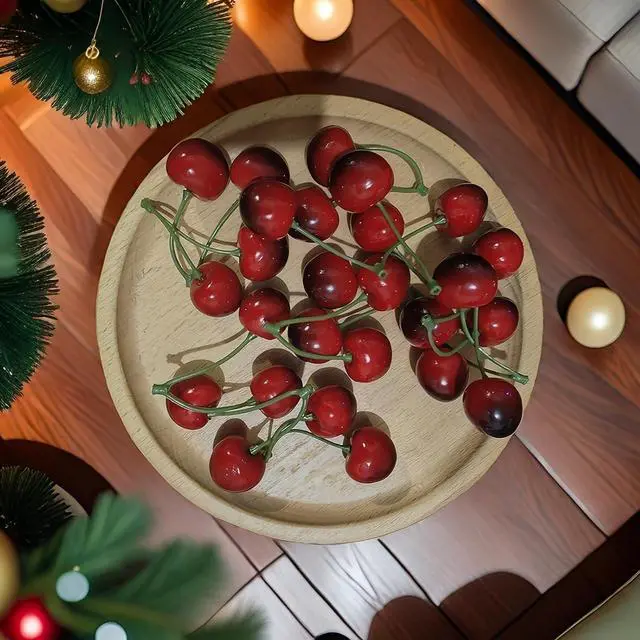 Alt view image 5 of 7 - 20PCS Realistic Artificial Cherries, Fake Fruit Decor - Lifelike Red Cherry for Kitchen, Party, Wedding, Table Centerpiece, Photography Props, DIY Crafts - Non-Toxic PVC, Bulk Fake Cherries