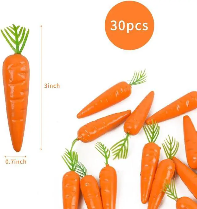 Alt view image 6 of 6 - Artificial Mini Carrots with Green Leaves, Orange, Decorative Fake Vegetables for Easter Spring Crafts and Home Decor 3 Inch, 30 Pack