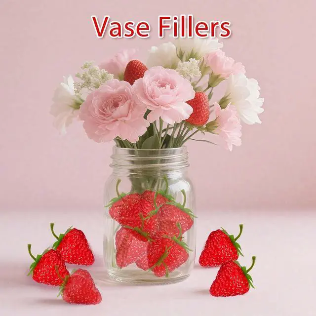Alt view image 5 of 7 - 20 Pieces Fake Strawberries Decor, Plastic Artificial Strawberries