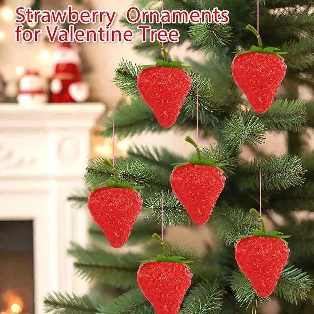Alt view image 6 of 7 - 20 Pieces Fake Strawberries Decor, Plastic Artificial Strawberries