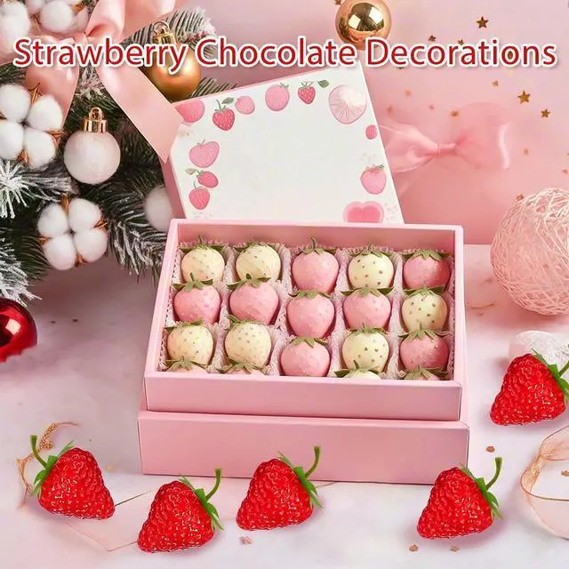 Alt view image 7 of 7 - 20 Pieces Fake Strawberries Decor, Plastic Artificial Strawberries