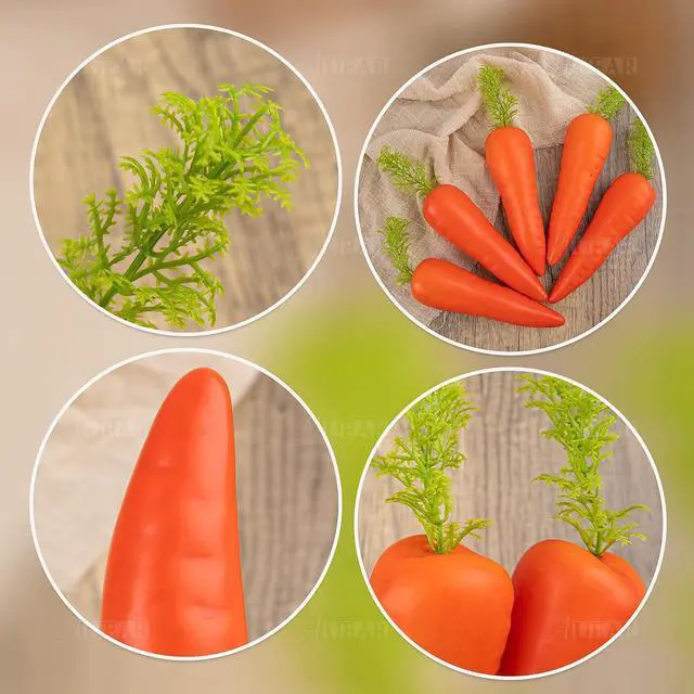 Alt view image 5 of 7 - AUEAR, 5 Pack Artificial Carrots Simulation Carrot Lifelike Vegetables Model for Home Shop Decor