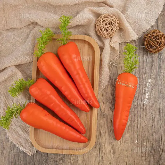 Alt view image 2 of 7 - AUEAR, 5 Pack Artificial Carrots Simulation Carrot Lifelike Vegetables Model for Home Shop Decor