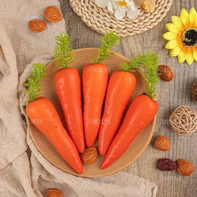Alt view image 3 of 7 - AUEAR, 5 Pack Artificial Carrots Simulation Carrot Lifelike Vegetables Model for Home Shop Decor