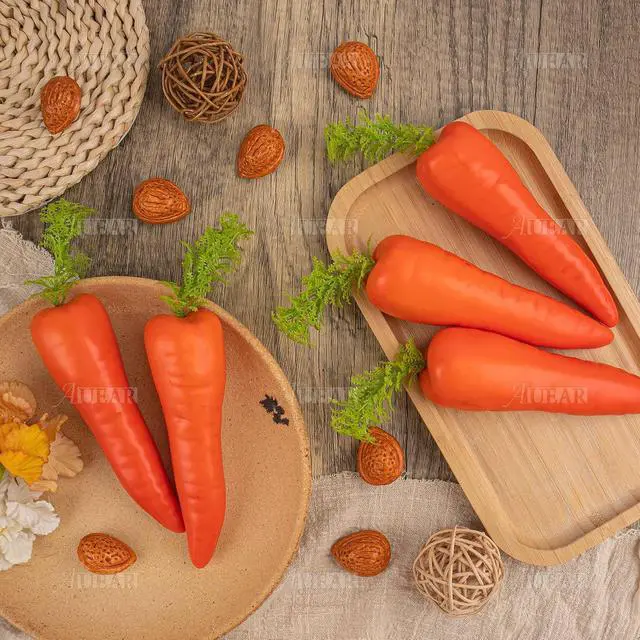 Alt view image 4 of 7 - AUEAR, 5 Pack Artificial Carrots Simulation Carrot Lifelike Vegetables Model for Home Shop Decor