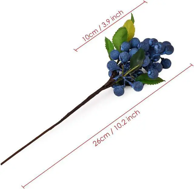 Alt view image 2 of 7 - DS. DISTINCTIVE STYLE Artificial Blueberries 4 Pieces Lifelike Faux Fruit Berries Fake Flowers for Decoration (Blue)