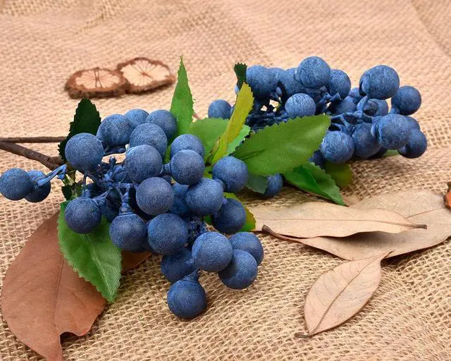 Alt view image 4 of 7 - DS. DISTINCTIVE STYLE Artificial Blueberries 4 Pieces Lifelike Faux Fruit Berries Fake Flowers for Decoration (Blue)