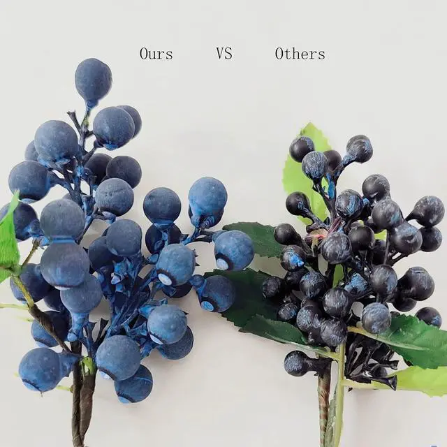 Alt view image 3 of 7 - DS. DISTINCTIVE STYLE Artificial Blueberries 4 Pieces Lifelike Faux Fruit Berries Fake Flowers for Decoration (Blue)