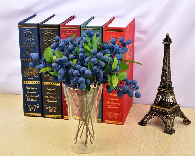 Alt view image 5 of 7 - DS. DISTINCTIVE STYLE Artificial Blueberries 4 Pieces Lifelike Faux Fruit Berries Fake Flowers for Decoration (Blue)