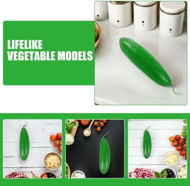 Alt view image 6 of 7 - MAGICLULU 4Pcs Artificial Green Cucumber Models 6.69In Realistic Faux Vegetables for Kitchen Decoration Food Display Party Props and Photography