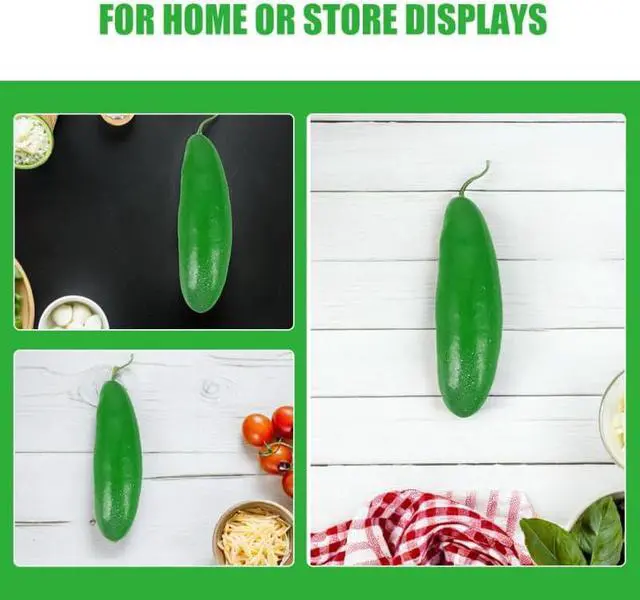 Alt view image 7 of 7 - MAGICLULU 4Pcs Artificial Green Cucumber Models 6.69In Realistic Faux Vegetables for Kitchen Decoration Food Display Party Props and Photography