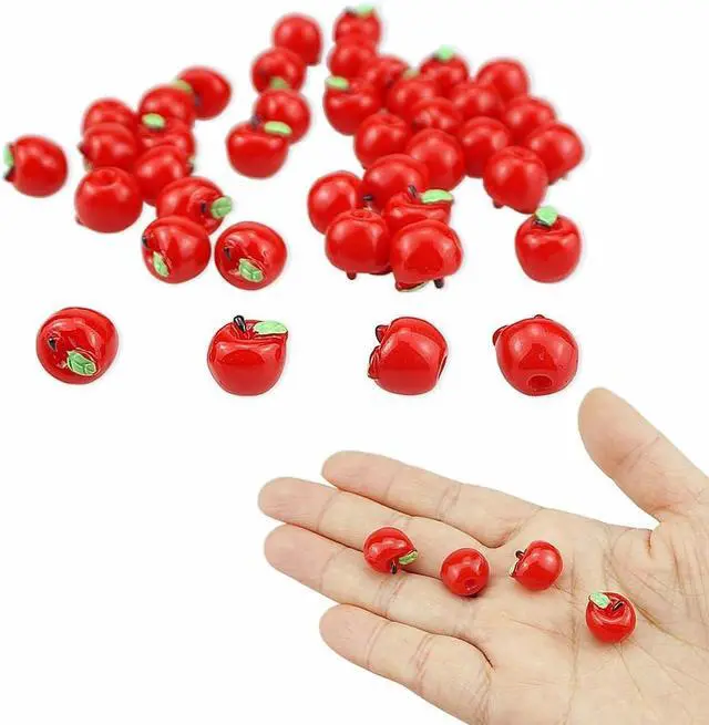 Main image of SaktopDeco 40 PCS Red Miniature Resin Apples Tiny Plastic Apples Bulk Resin Fruit 0.47 inch for Photography Props Home Kitchen Table