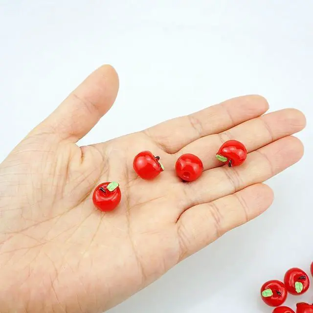 Alt view image 3 of 6 - SaktopDeco 40 PCS Red Miniature Resin Apples Tiny Plastic Apples Bulk Resin Fruit 0.47 inch for Photography Props Home Kitchen Table