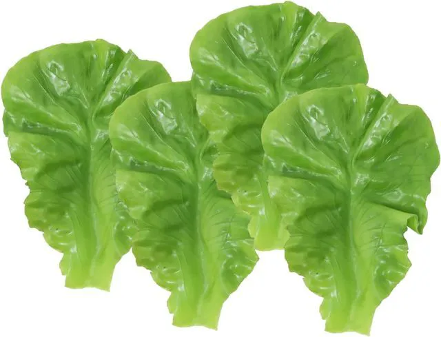 Main image of yueton 4PCS Artificial Lettuce Leaves, Realistic Faux Lettuces Fake Vegetables, Simulation Vegetable Model Props, for Home Decoration, Display Cabinet, Pub, Photography, Party, Festival Decoration
