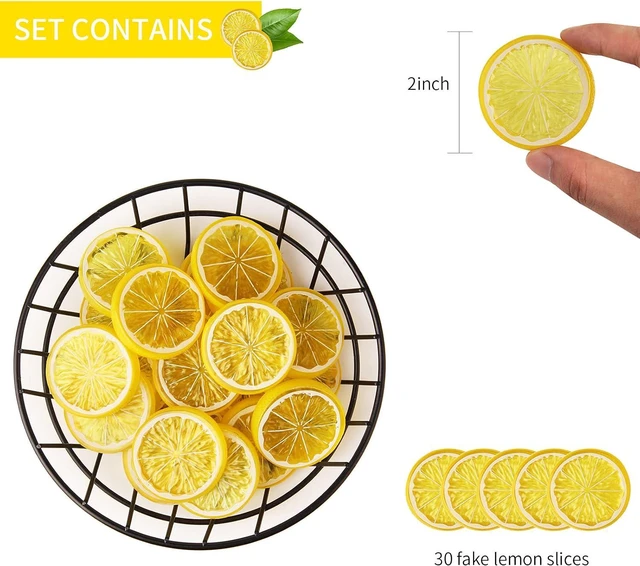 Alt view image 2 of 6 - 20pcs Mini Simulation Fruit Lemon SlicesFake Artificial Plastic Fruit Model Decorative Wedding Ornament Festival DecorationPhotography PropsBasket Display Filler Fruit (Yellow)