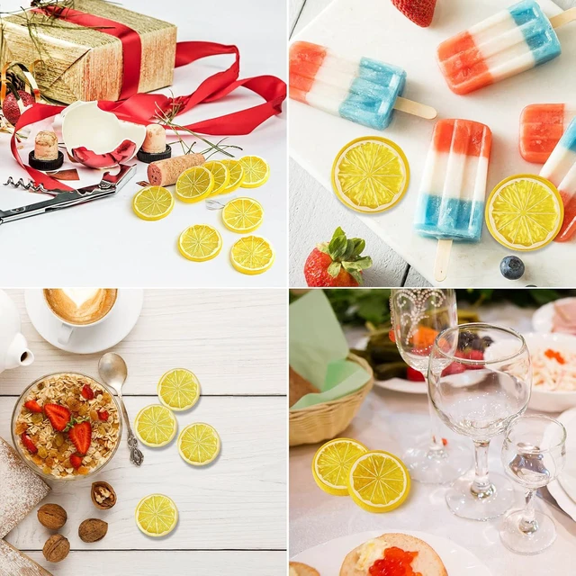 Alt view image 3 of 6 - 20pcs Mini Simulation Fruit Lemon SlicesFake Artificial Plastic Fruit Model Decorative Wedding Ornament Festival DecorationPhotography PropsBasket Display Filler Fruit (Yellow)