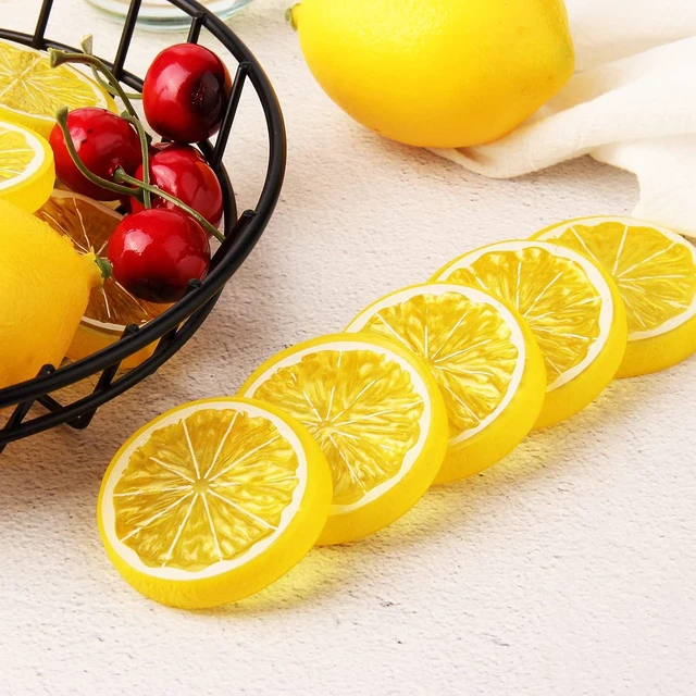 Alt view image 5 of 6 - 20pcs Mini Simulation Fruit Lemon SlicesFake Artificial Plastic Fruit Model Decorative Wedding Ornament Festival DecorationPhotography PropsBasket Display Filler Fruit (Yellow)