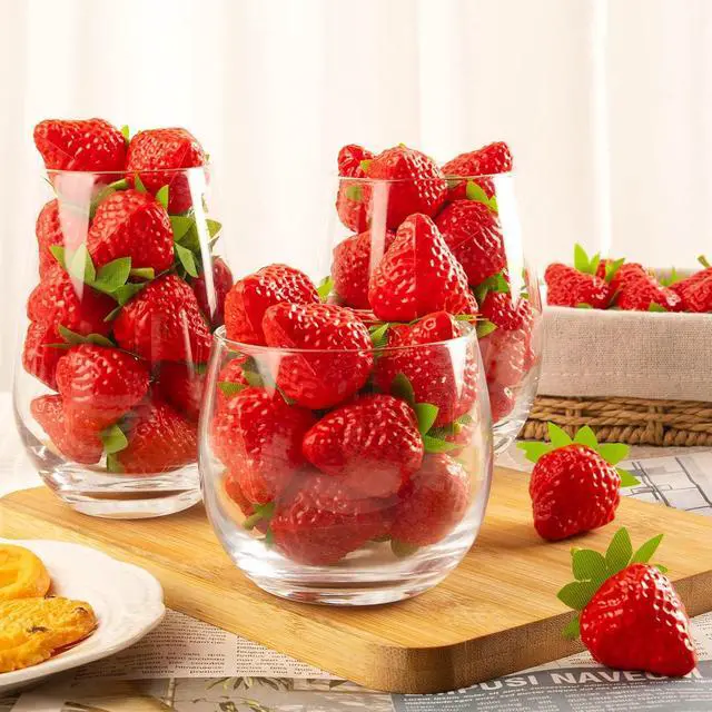 Alt view image 3 of 7 - 25Pcs Fake Strawberry, Artificial Lifelike Plastic Strawberries
